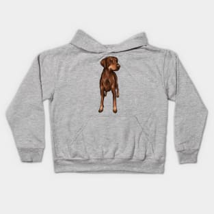 Chocolate and Tan Doberman Dog | Uncropped Natural Ears Kids Hoodie